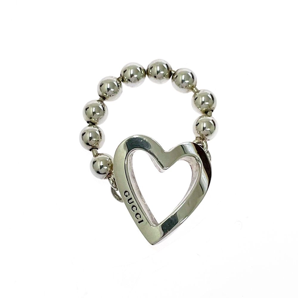 Gucci Silver Heart Ball Chain Ring 925 Engraved — view 2