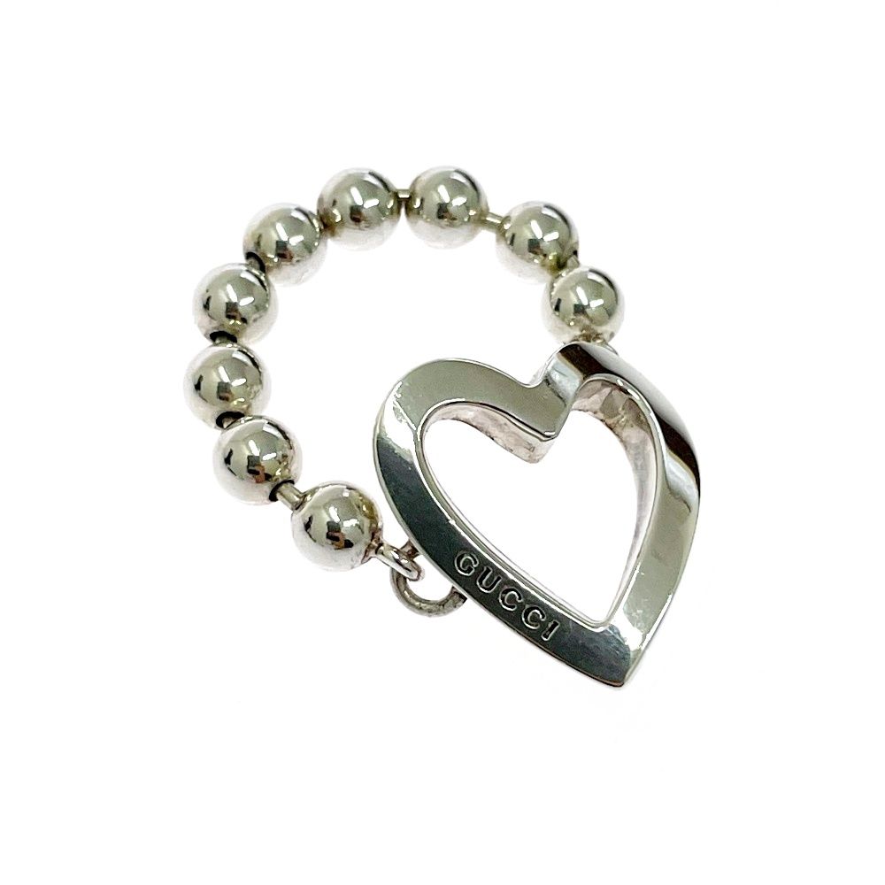 Gucci Silver Heart Ball Chain Ring 925 Engraved — view 4