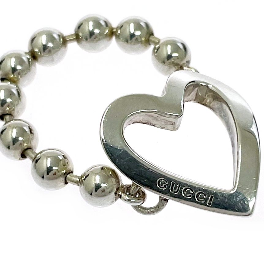 Gucci Silver Heart Ball Chain Ring 925 Engraved — view 6