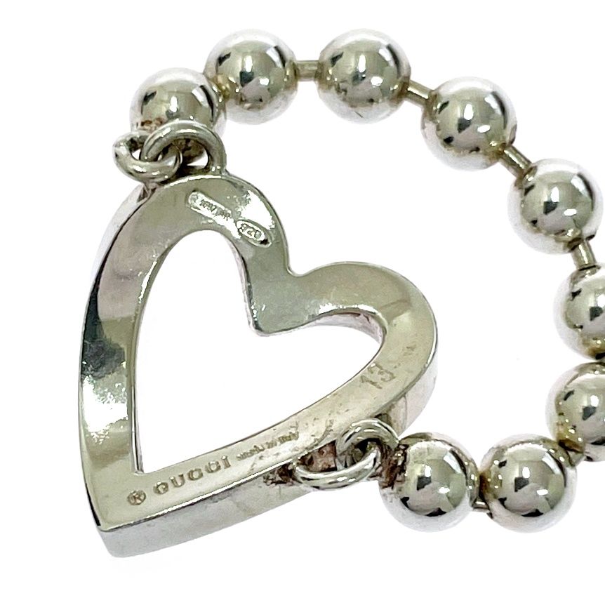 Gucci Silver Heart Ball Chain Ring 925 Engraved — view 7