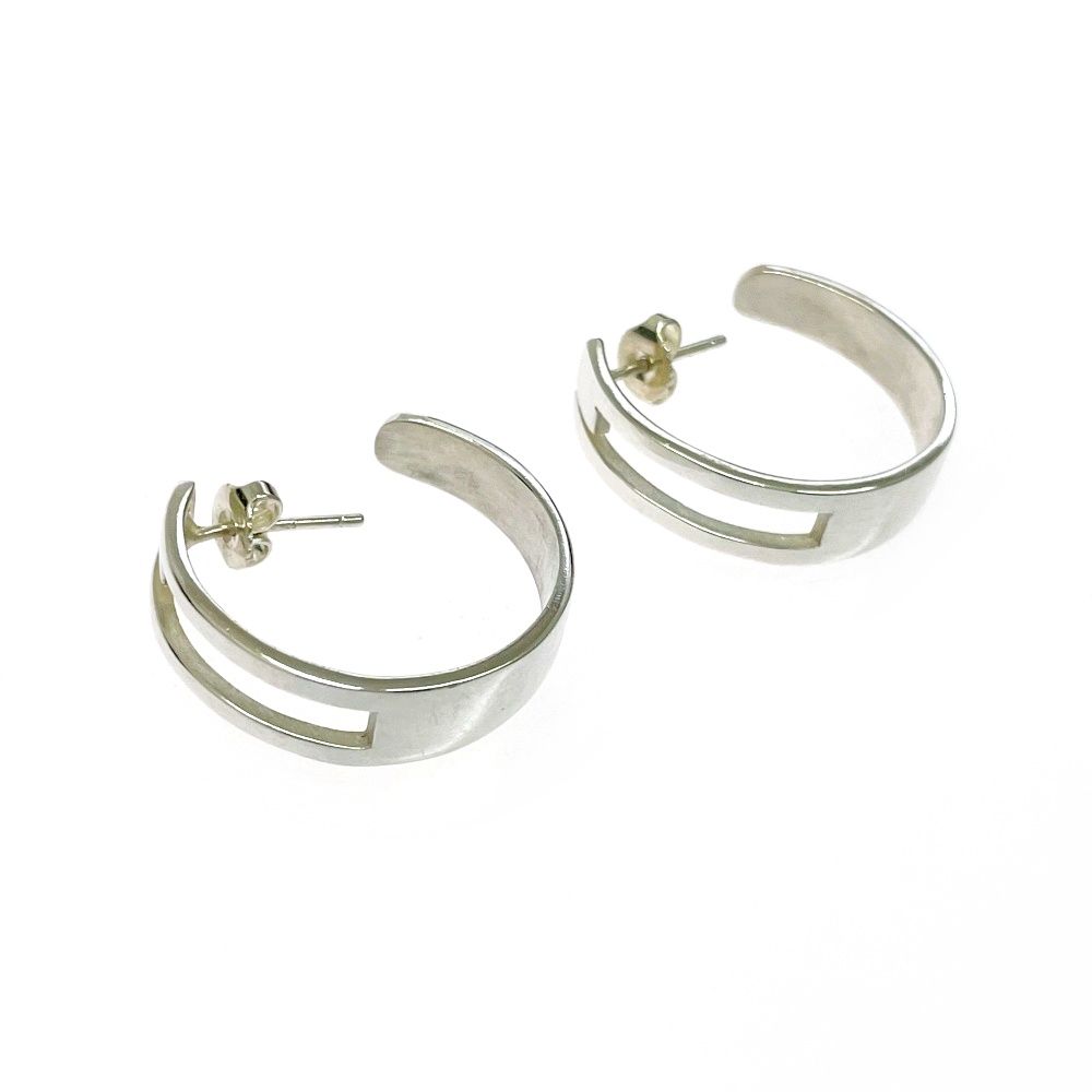 Gucci Silver-g Logo Hoop Earrings 925 Engraved — view 2