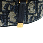 Dior CD Oval Black Camera Bag Navy Beige Leather Canvas — view 5
