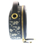 Dior CD Oval Black Camera Bag Navy Beige Leather Canvas — view 3