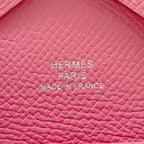 Hermes Coin Case Calviduo Rose Azalea Silver Epsom — view 8
