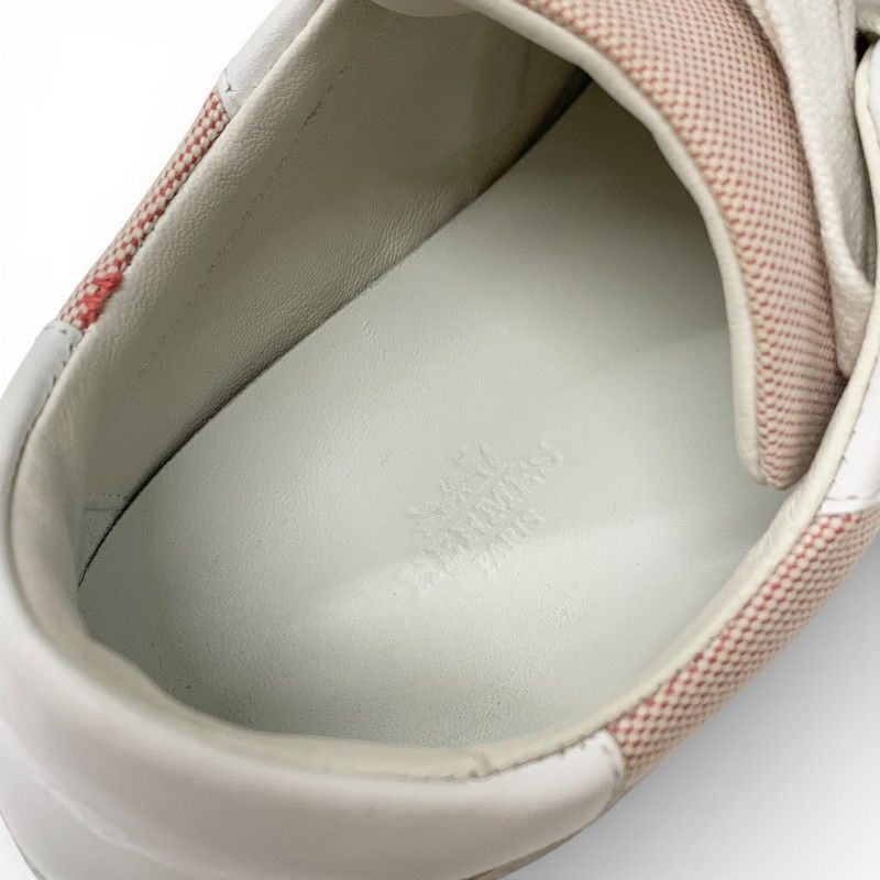 Hermes Day Sneakers Shoes Fabric Leather Pink White Silver Kelly — view 7