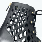 Dior D-trap Short Boots Leather Black Mesh Lace Up Sandals Open Toe — view 9