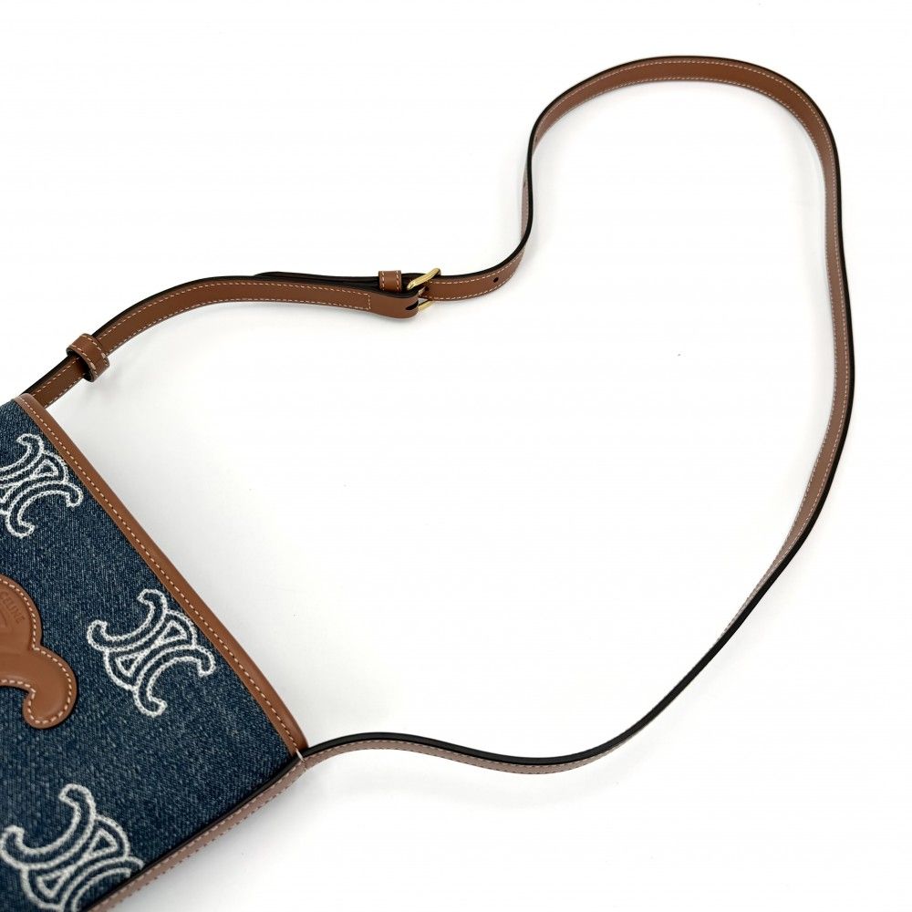 Celine Shoulder Bag Triomphe Mini Bucket Cuill Crossbody Denim — view 8