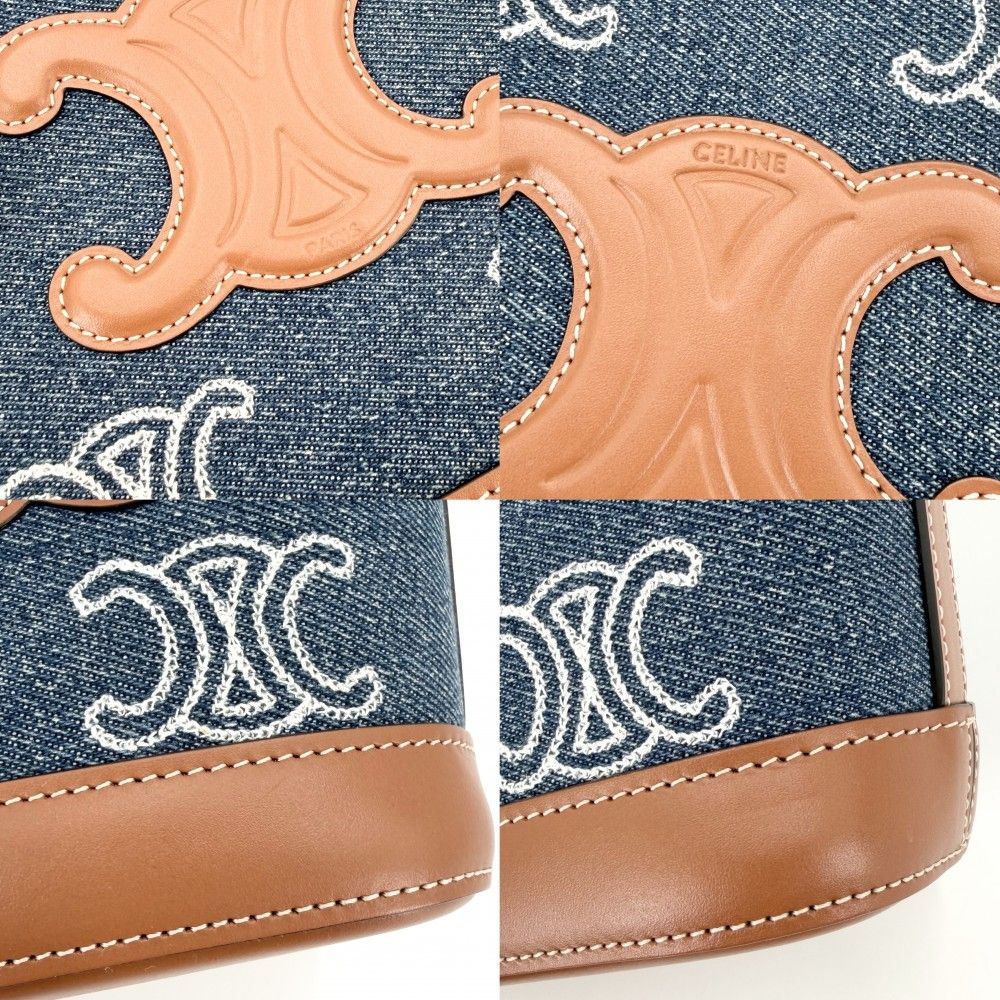 Celine Shoulder Bag Triomphe Mini Bucket Cuill Crossbody Denim — view 7