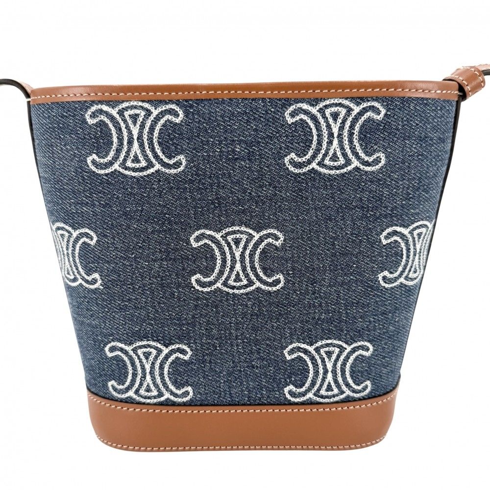 Celine Shoulder Bag Triomphe Mini Bucket Cuill Crossbody Denim — view 2