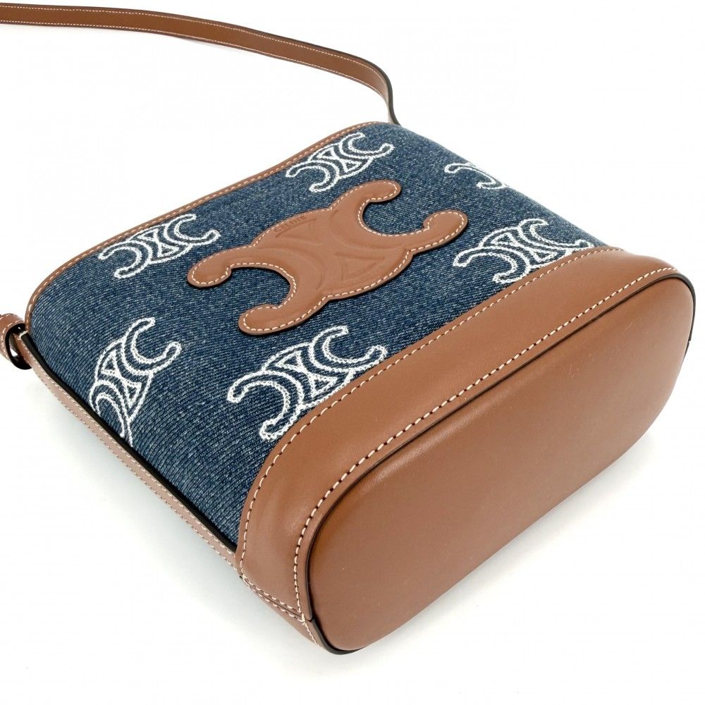 Celine Shoulder Bag Triomphe Mini Bucket Cuill Crossbody Denim — view 3