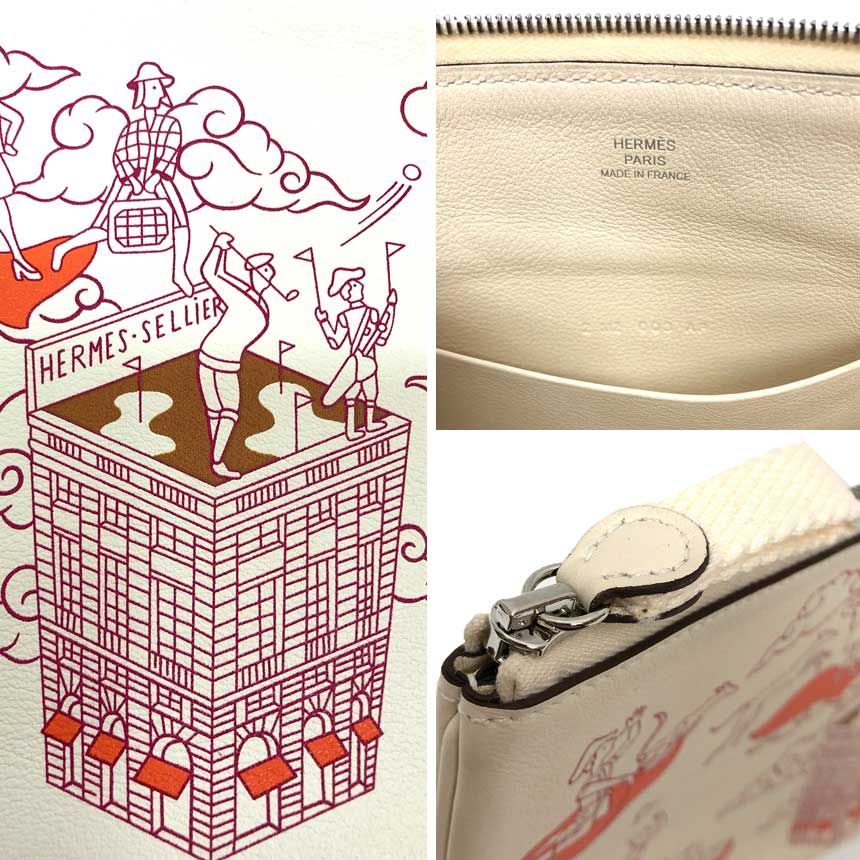 Hermes Carre Pocket Long Epic Swift Calfskin Nata Pouch — view 3