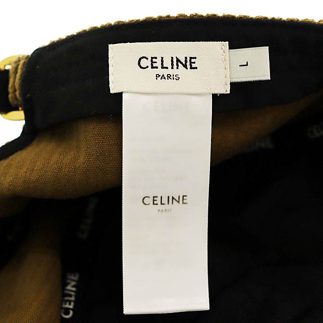 Celine Triomphe Logo Corduroy Baseball Cap Hat L Brown — view 8