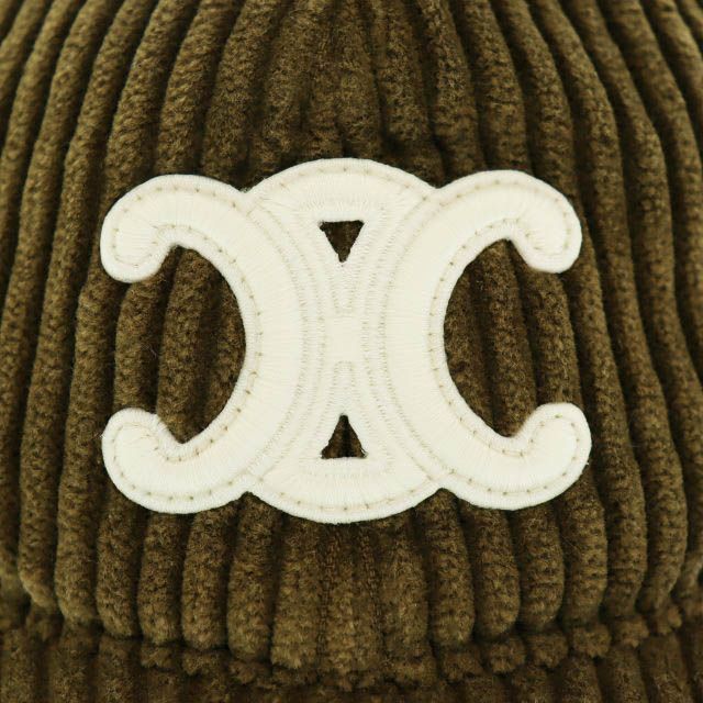 Celine Triomphe Logo Corduroy Baseball Cap Hat L Brown — view 7