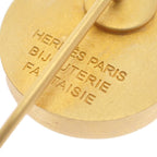 Hermes Shell Pin Brooc Metal Gold Brown Brooch — view 5