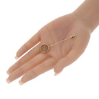Hermes Shell Pin Brooc Metal Gold Brown Brooch — view 9