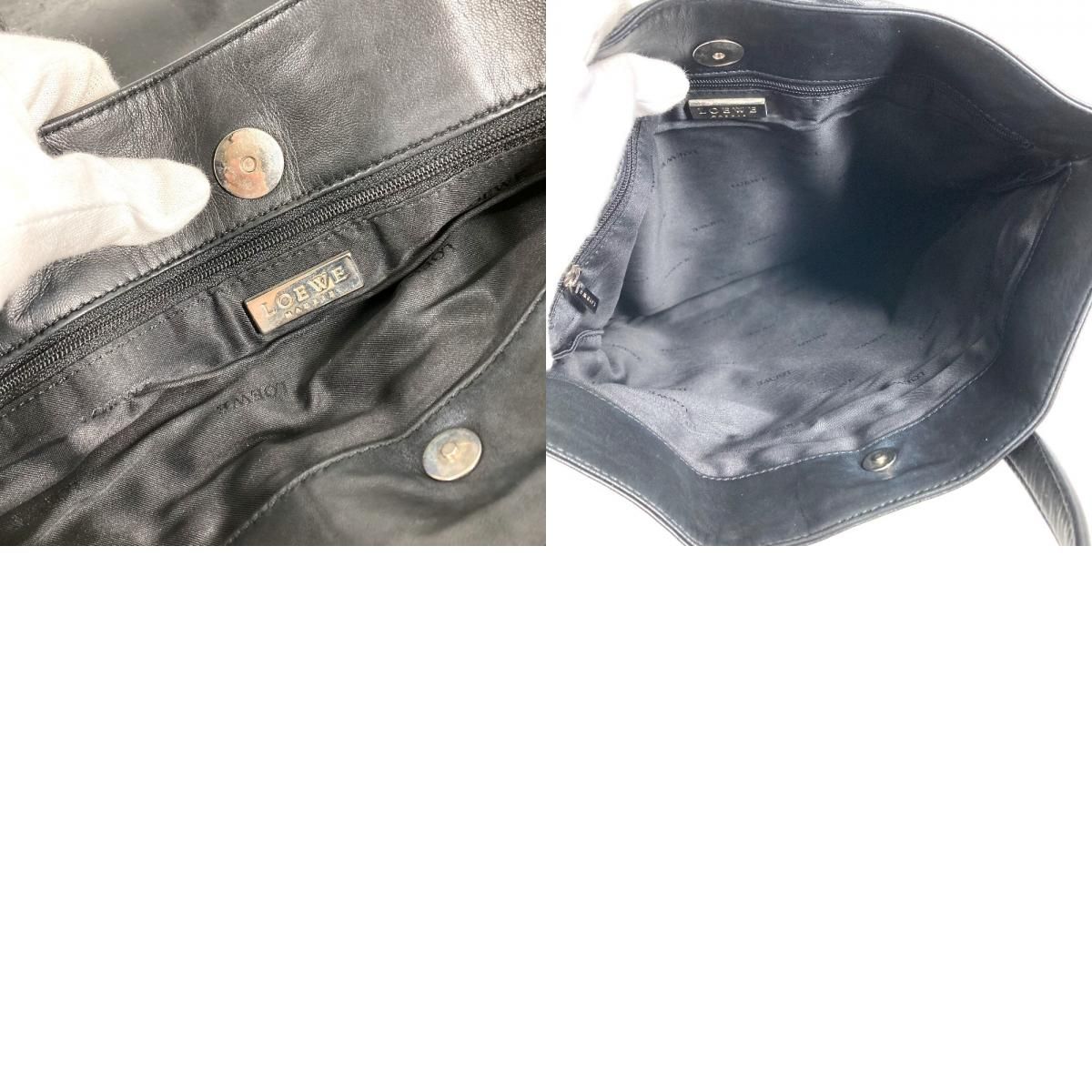 Loewe Handbag Logo Vertical Shape Tote Leather Black — view 9