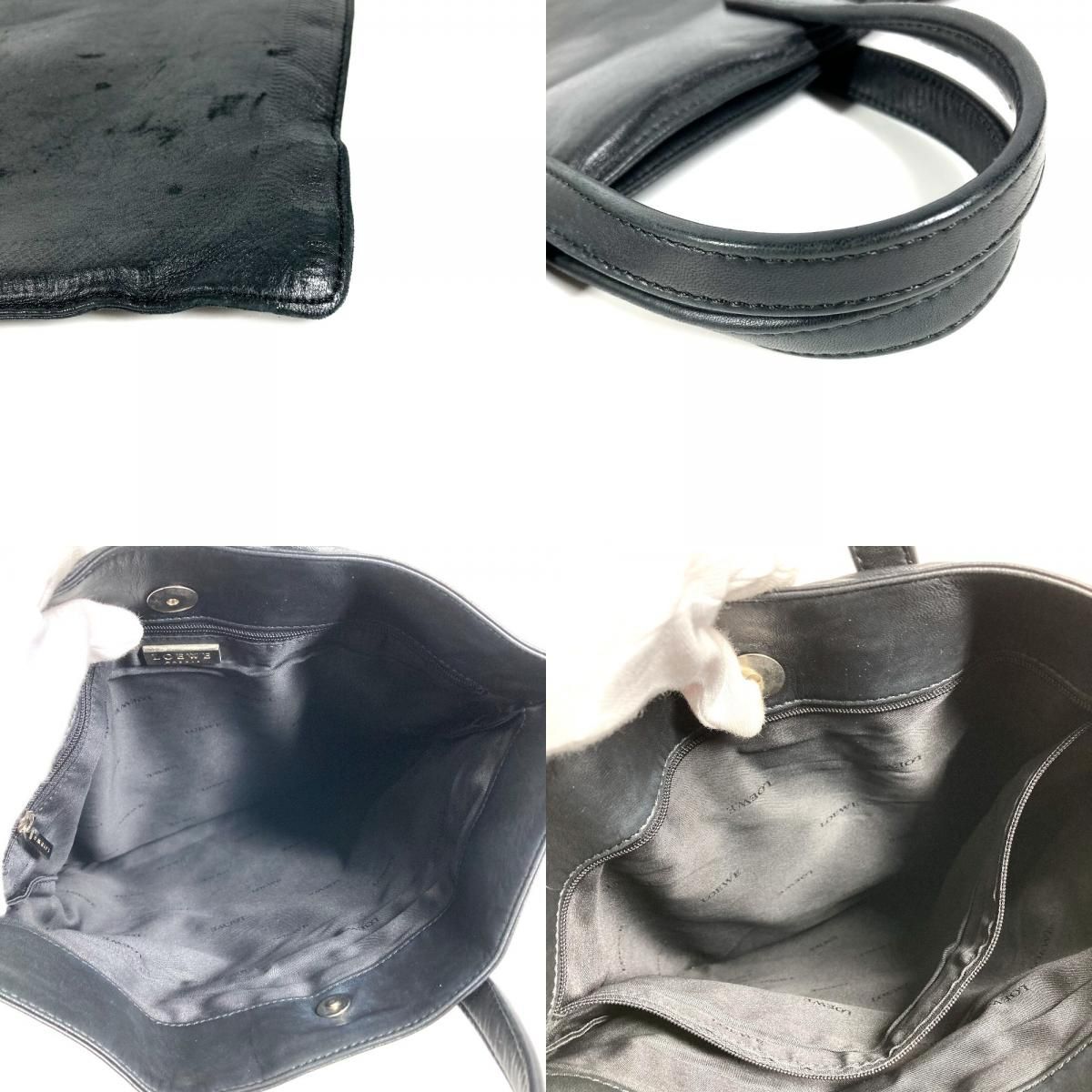 Loewe Handbag Logo Vertical Shape Tote Leather Black — view 8