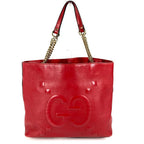 Gucci Shoulder Bag Interlocking Chain Tote Leather Red — view 2