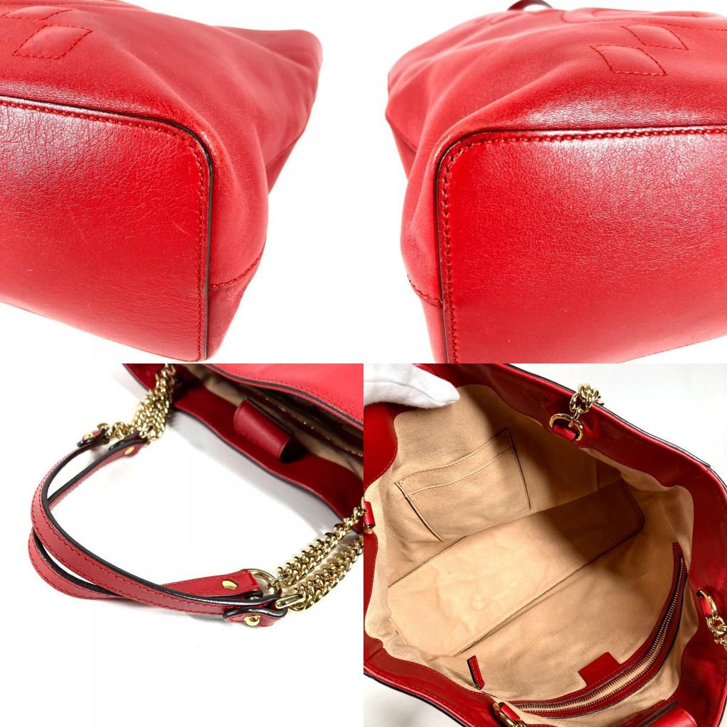Gucci Shoulder Bag Interlocking Chain Tote Leather Red — view 8
