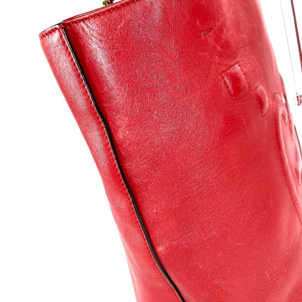 Gucci Shoulder Bag Interlocking Chain Tote Leather Red — view 5
