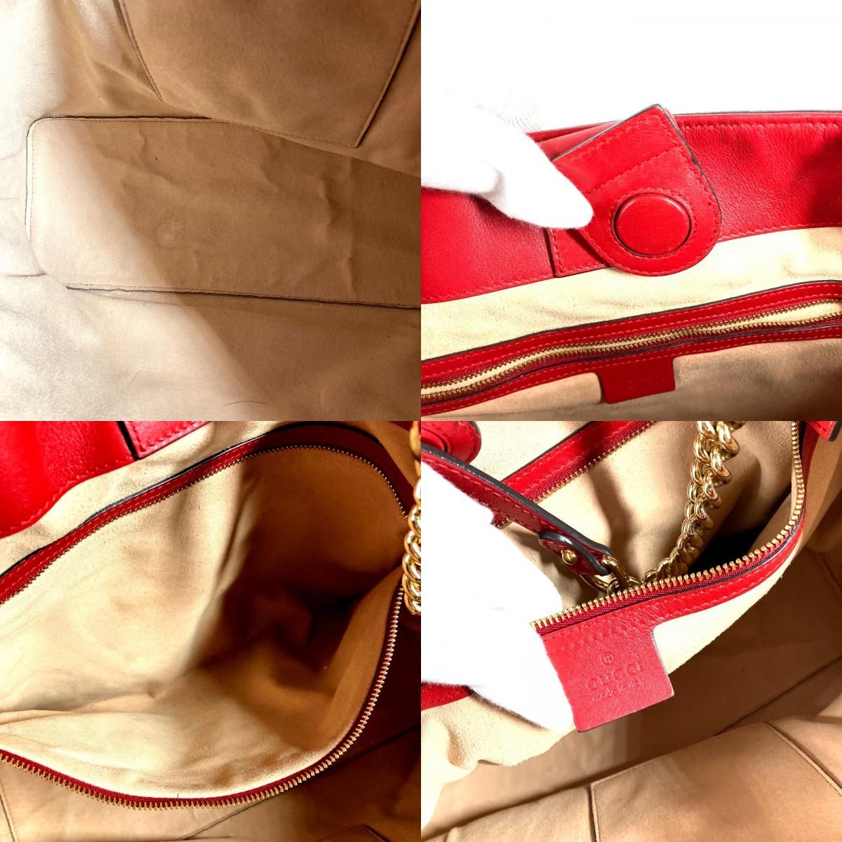Gucci Shoulder Bag Interlocking Chain Tote Leather Red — view 9