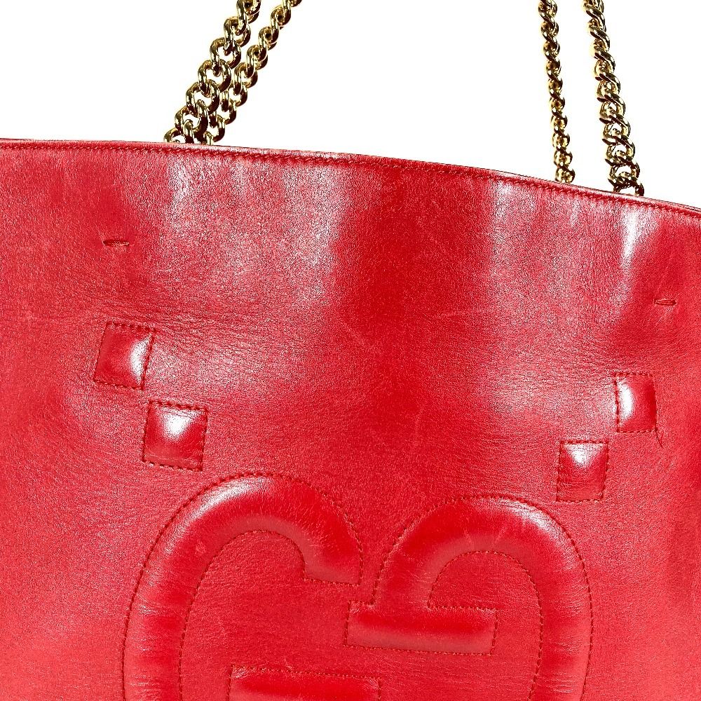 Gucci Shoulder Bag Interlocking Chain Tote Leather Red — view 6