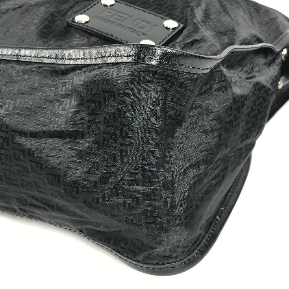 Fendi Shoulder Bag Zucca Logo Leather Nylon Black — view 6