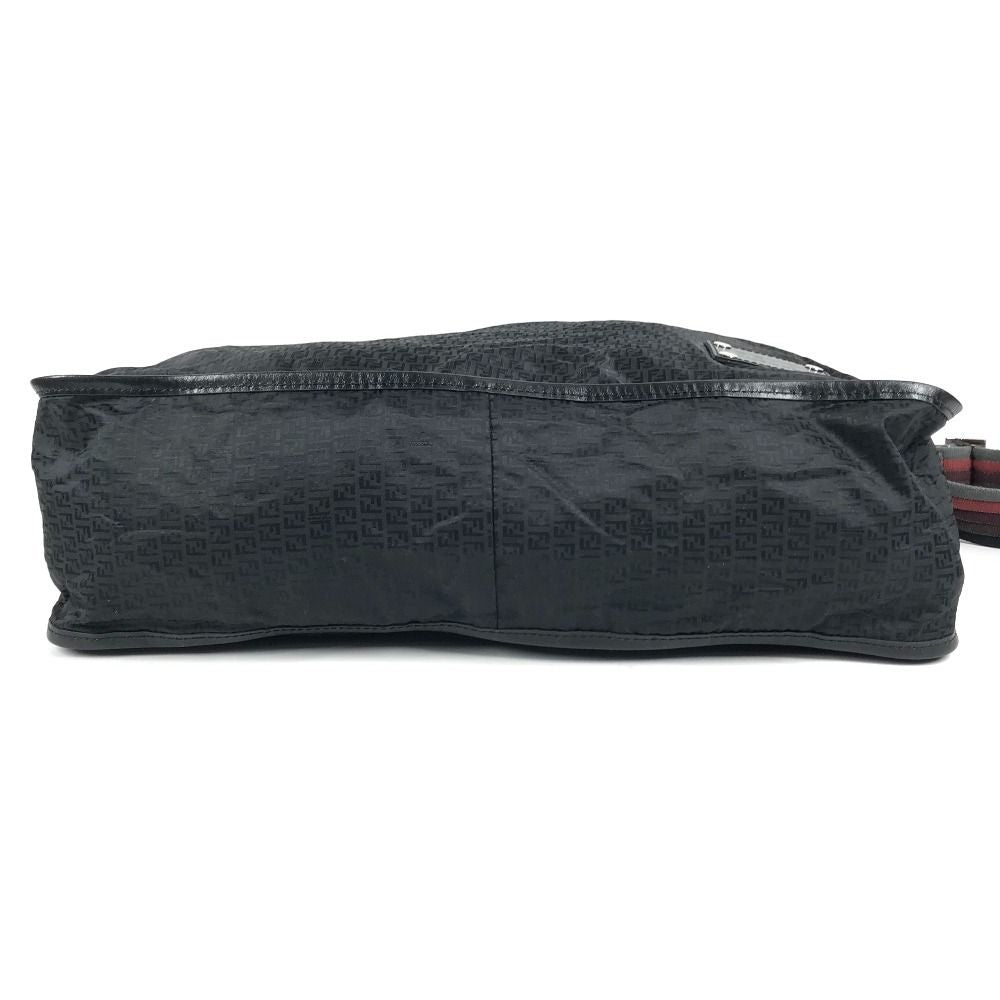 Fendi Shoulder Bag Zucca Logo Leather Nylon Black — view 5