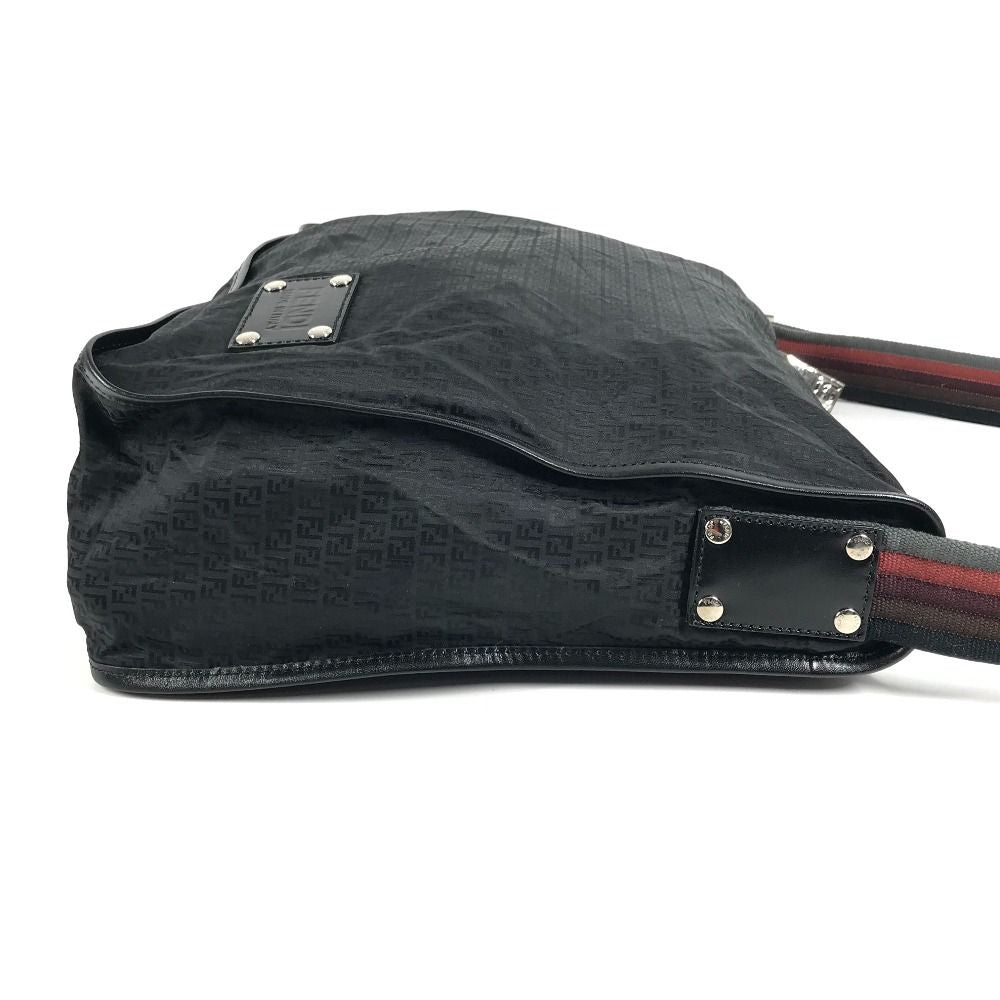 Fendi Shoulder Bag Zucca Logo Leather Nylon Black — view 4