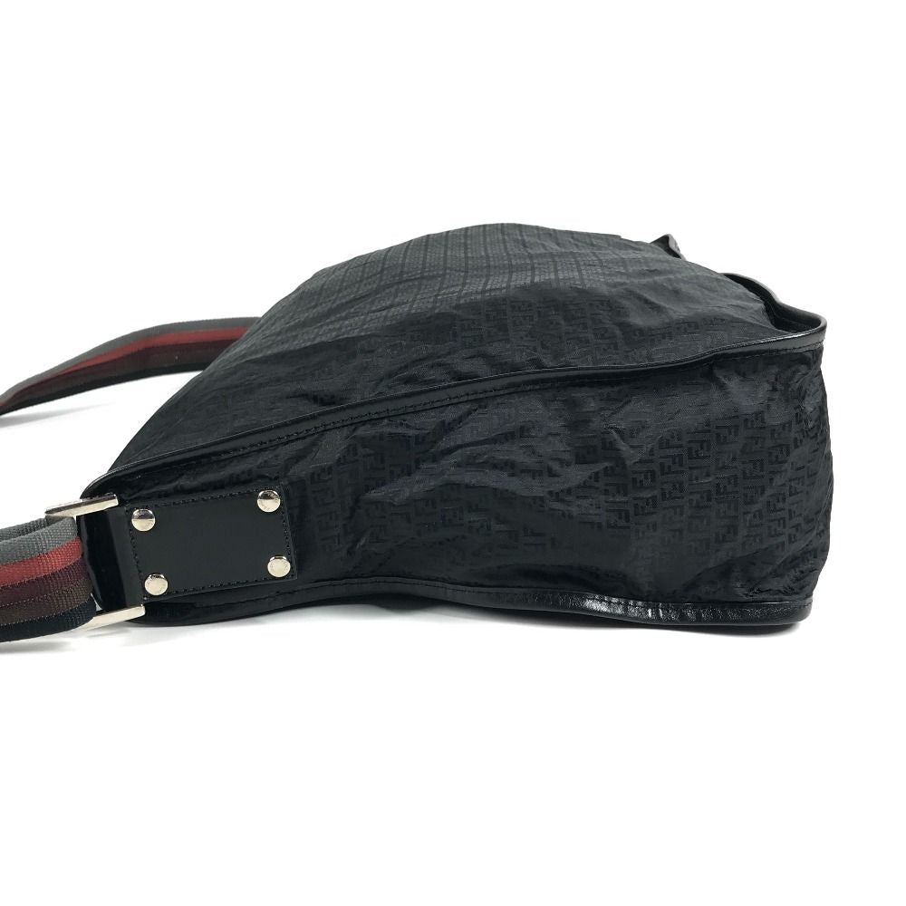 Fendi Shoulder Bag Zucca Logo Leather Nylon Black — view 3