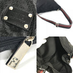 Fendi Shoulder Bag Zucca Logo Leather Nylon Black — view 8