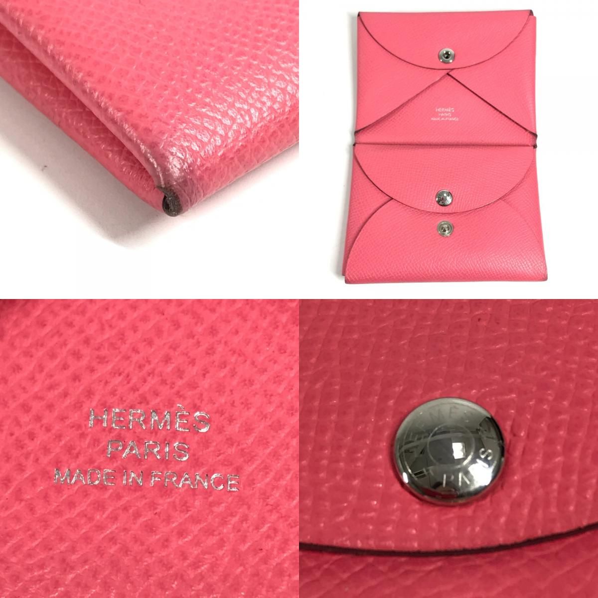 Hermes Bifold Wallet Calvi Duo Epsom Rose Azalea Pink — view 8