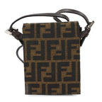 Fendi Zucca Shoulder Bag Canvas Leather Brown Silver — view 3