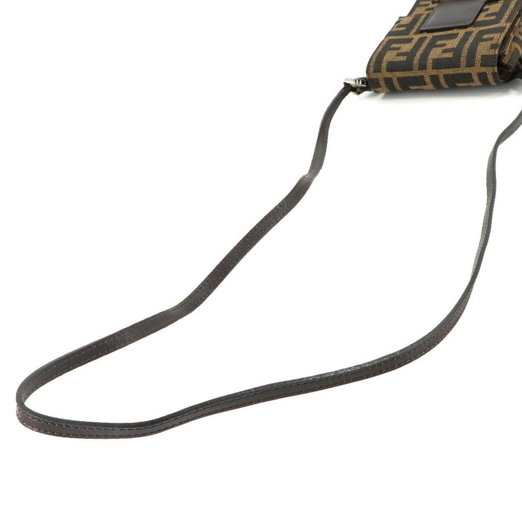 Fendi Zucca Shoulder Bag Canvas Leather Brown Silver — view 6