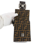 Fendi Zucca Shoulder Bag Canvas Leather Brown Silver — view 7