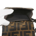 Fendi Zucca Shoulder Bag Canvas Leather Brown Silver — view 8