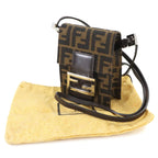 Fendi Zucca Shoulder Bag Canvas Leather Brown Silver — view 2
