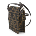 Fendi Zucca Shoulder Bag Canvas Leather Brown Silver — view 4