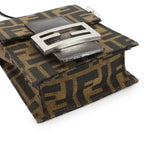 Fendi Zucca Shoulder Bag Canvas Leather Brown Silver — view 5
