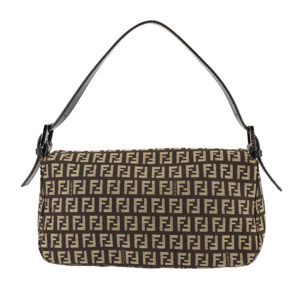 Fendi Zucchino Mamma Bucket Shoulder Bag Canvas Brown Beige Gunmetal — view 2