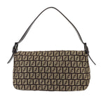 Fendi Zucchino Mamma Bucket Shoulder Bag Canvas Brown Beige Gunmetal — view 2