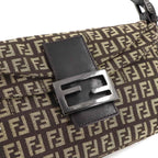 Fendi Zucchino Mamma Bucket Shoulder Bag Canvas Brown Beige Gunmetal — view 9