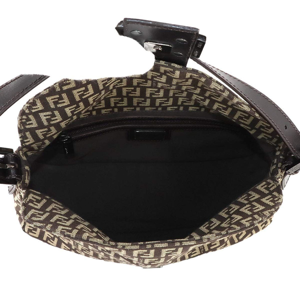 Fendi Zucchino Mamma Bucket Shoulder Bag Canvas Brown Beige Gunmetal — view 6