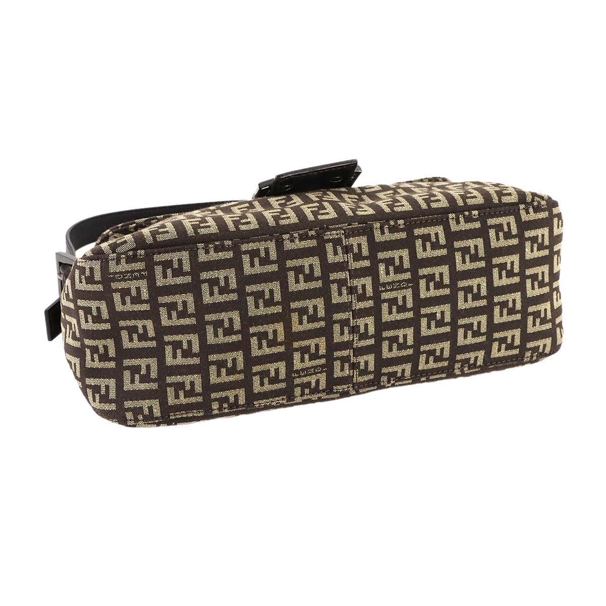 Fendi Zucchino Mamma Bucket Shoulder Bag Canvas Brown Beige Gunmetal — view 4