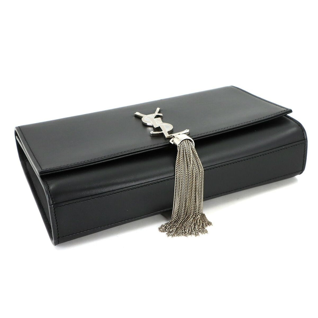 Saint Laurent Kate Chain Shoulder Bag Leather Black Medium — view 4