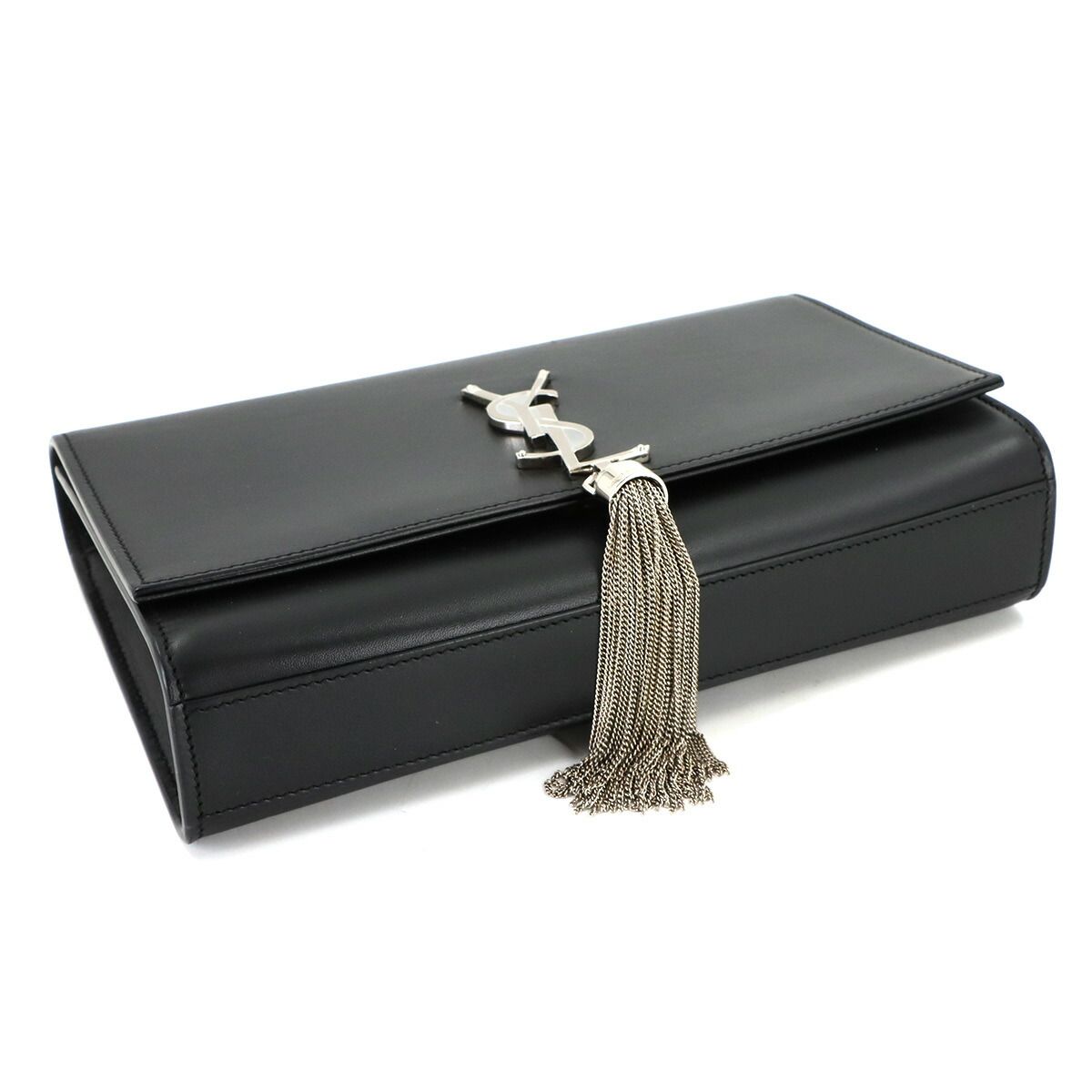 Saint Laurent Kate Chain Shoulder Bag Leather Black Medium — view 4