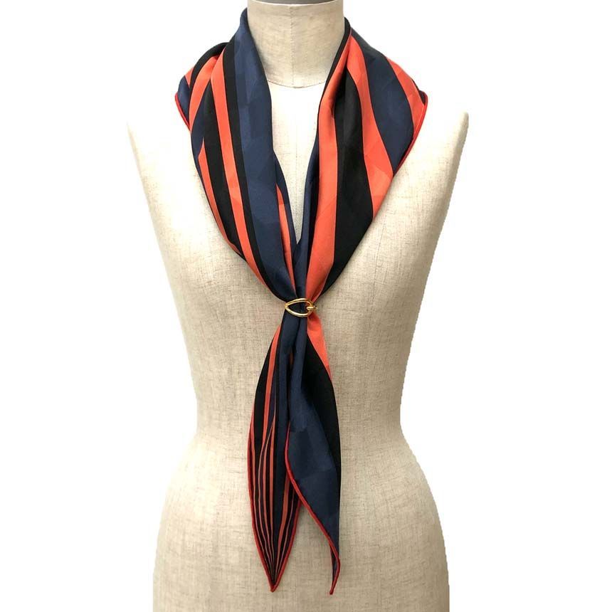 Hermes Scarf Diamond Shawl Losange MM Silk Navy Red — view 2