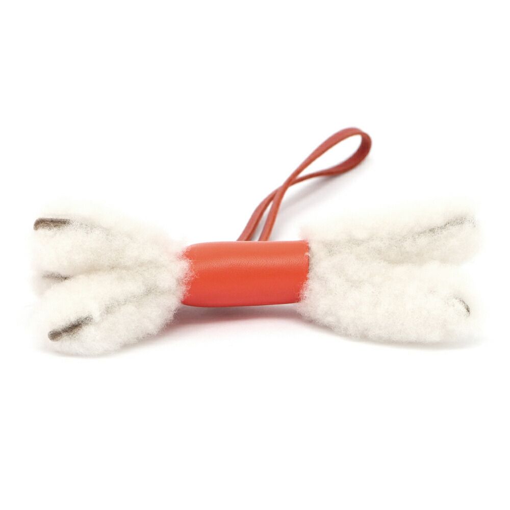 Hermes Buddy Charm Orange Poppy Carnelian White Agneau Milo Mouton — view 5
