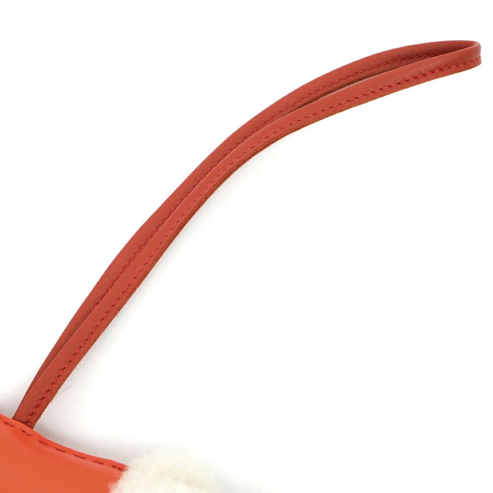 Hermes Buddy Charm Orange Poppy Carnelian White Agneau Milo Mouton — view 6