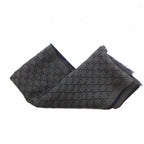 Gucci Scarf Shawl GG Pattern Fringe Bicolor Navy Gray — view 3